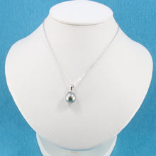 Load image into Gallery viewer, 92T2310-Silver-.925-Flower-Bale-Genuine-Gray-Tahitian-Pearl-Pendant-Necklace