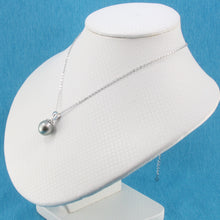 Load image into Gallery viewer, 92T2310-Silver-.925-Flower-Bale-Genuine-Gray-Tahitian-Pearl-Pendant-Necklace