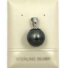 Load image into Gallery viewer, 92T2312 SILVER FLOWER BALE GENUINE BLACK TAHITIAN PEARL PENDANT