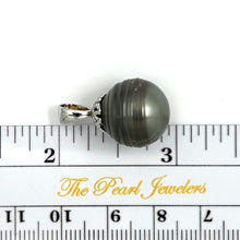 Load image into Gallery viewer, 92T2313B-Genuine-Tahitian-Pearl-Sterling-Silver-Flower-Bale-Pendant-Necklace