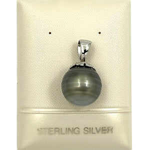 92T2313C-Silver-.925-Flower-Bale-Genuine-Black-Tahitian-Pearl-Pendant-Necklace