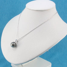 Load image into Gallery viewer, 92T2313C-Silver-.925-Flower-Bale-Genuine-Black-Tahitian-Pearl-Pendant-Necklace