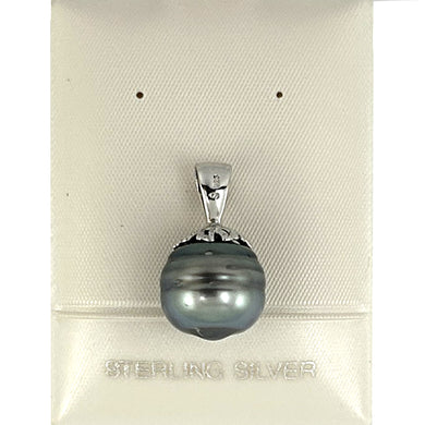 Black Tahitian Pearl Flower-Bale Pendant