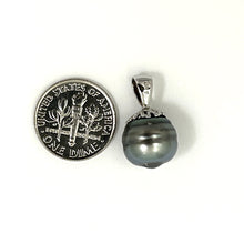 Load image into Gallery viewer, 92T2313D-Silver-.925-Flower-Bale-Genuine-Black-Tahitian-Pearl-Pendant-Necklace