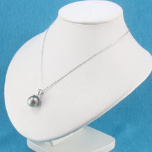 Load image into Gallery viewer, 92T2313E-Genuine-Tahitian-Pearl-Silver-.925-Flower-Bale-Pendant-Necklace