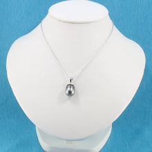 Load image into Gallery viewer, 92T2313F-Sterling-Silver-Flower-Bale-Genuine-Black-Tahitian-Pearl-Pendant-Necklace