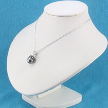 Load image into Gallery viewer, 92T2313F-Sterling-Silver-Flower-Bale-Genuine-Black-Tahitian-Pearl-Pendant-Necklace
