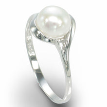 Load image into Gallery viewer, Solid Sterling Silver .925 White Cultured Pearl Solitaire Ring