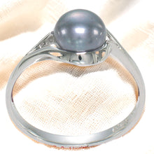 Load image into Gallery viewer, Solid Sterling Silver .925 Black Cultured Pearl Solitaire Ring