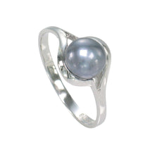 Load image into Gallery viewer, Solid Sterling Silver .925 Black Cultured Pearl Solitaire Ring