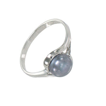 Load image into Gallery viewer, Solid Sterling Silver .925 Black Cultured Pearl Solitaire Ring