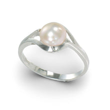 Load image into Gallery viewer, Solid Sterling Silver .925 Pink Peach Cultured Pearl Solitaire Ring