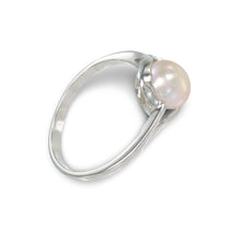 Load image into Gallery viewer, Solid Sterling Silver .925 Pink Peach Cultured Pearl Solitaire Ring