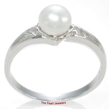 Load image into Gallery viewer, Solid .925 Sterling Silver Rhodium-Finish White Cultured Pearl Solitaire Ring