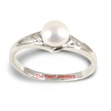 Load image into Gallery viewer, Solid .925 Sterling Silver Rhodium-Finish White Cultured Pearl Solitaire Ring