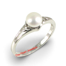 Load image into Gallery viewer, Solid .925 Sterling Silver Rhodium-Finish White Cultured Pearl Solitaire Ring