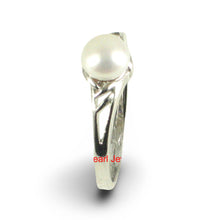 Load image into Gallery viewer, Solid .925 Sterling Silver Rhodium-Finish White Cultured Pearl Solitaire Ring