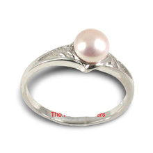 Load image into Gallery viewer, Solid .925 Sterling Silver Rhodium-Finish Pink-Peach Cultured Pearl Solitaire Ring