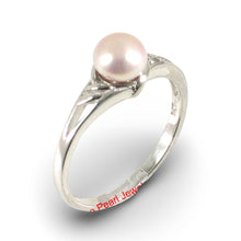 Load image into Gallery viewer, Solid .925 Sterling Silver Rhodium-Finish Pink-Peach Cultured Pearl Solitaire Ring
