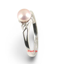 Load image into Gallery viewer, Solid .925 Sterling Silver Rhodium-Finish Pink-Peach Cultured Pearl Solitaire Ring