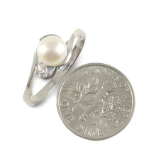 Load image into Gallery viewer, Solid Sterling Silver .925 White Cultured Pearl &amp; Cubic Zirconia Accent Ring