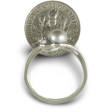 Load image into Gallery viewer, Solid Sterling Silver .925 Silver-Tone Cultured Pearl &amp; Cubic Zirconia Accent Ring