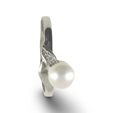 Load image into Gallery viewer, Solid Sterling Silver .925 White Freshwater Pearl &amp; Cubic Zirconia Accent Ring