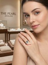 Load image into Gallery viewer, Solid Sterling Silver .925 Black-Grey Freshwater Pearl &amp; Cubic Zirconia Accent Ring