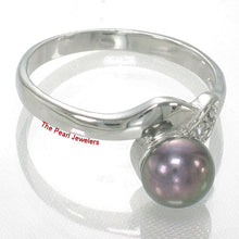 Load image into Gallery viewer, Solid Sterling Silver .925 Black-Grey Freshwater Pearl &amp; Cubic Zirconia Accent Ring