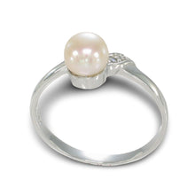 Load image into Gallery viewer, Solid Sterling Silver .925 Pink-Peach Freshwater Pearl &amp; Cubic Zirconia Accent Ring