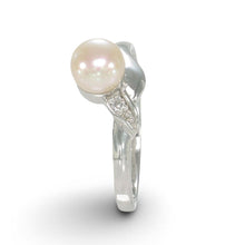 Load image into Gallery viewer, Solid Sterling Silver .925 Pink-Peach Freshwater Pearl &amp; Cubic Zirconia Accent Ring