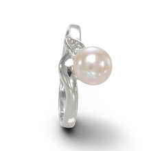 Load image into Gallery viewer, Solid Sterling Silver .925 Pink-Peach Freshwater Pearl &amp; Cubic Zirconia Accent Ring