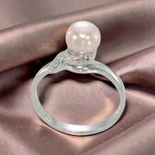 Load image into Gallery viewer, Solid Sterling Silver .925 Pink-Peach Freshwater Pearl &amp; Cubic Zirconia Accent Ring