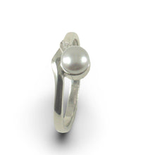 Load image into Gallery viewer, Solid Sterling Silver .925 Silver-Tone Freshwater Pearl &amp; Cubic Zirconia Accent Ring