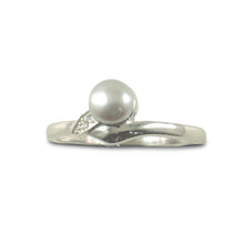 Load image into Gallery viewer, Solid Sterling Silver .925 Silver-Tone Freshwater Pearl &amp; Cubic Zirconia Accent Ring