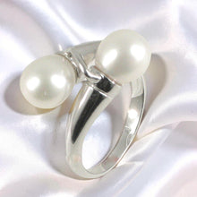 Load image into Gallery viewer, Solid Sterling Silver .925 Twin White Freshwater Pearl Cocktail Ring