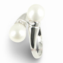 Load image into Gallery viewer, Solid Sterling Silver .925 Twin White Freshwater Pearl Cocktail Ring