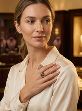 Load image into Gallery viewer, Solid Sterling Silver .925 Twin AAA Black Cultured Pearl Cocktail Ring