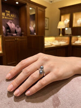 Load image into Gallery viewer, Twin Black-Blue Freshwater Pearl Cocktail Ring Solid Sterling Silver .925
