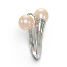 Load image into Gallery viewer, Solid Sterling Silver .925 Twin Pink Freshwater Pearl Cocktail Ring