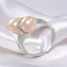 Load image into Gallery viewer, Solid Sterling Silver .925 Twin Pink Freshwater Pearl Cocktail Ring