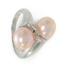 Load image into Gallery viewer, Solid Sterling Silver .925 Twin Pink Freshwater Pearl Cocktail Ring