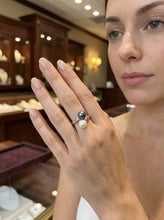 Load image into Gallery viewer, Solid Sterling Silver .925 Twin White &amp; Black-Blue Freshwater Pearl Cocktail Ring