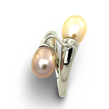 Load image into Gallery viewer, Solid Sterling Silver .925 Twin Peach &amp; Pink Freshwater Pearl Cocktail Ring