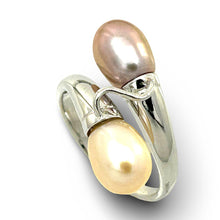Load image into Gallery viewer, Solid Sterling Silver .925 Twin Peach &amp; Pink Freshwater Pearl Cocktail Ring