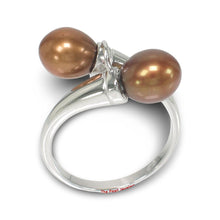 Load image into Gallery viewer, Solid Sterling Silver .925 Twin Chocolate Freshwater Pearl Cocktail Ring