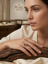 Load image into Gallery viewer, Solid Sterling Silver .925 Twin Chocolate Freshwater Pearl Cocktail Ring