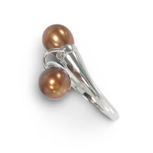 Load image into Gallery viewer, Solid Sterling Silver .925 Twin Chocolate Freshwater Pearl Cocktail Ring