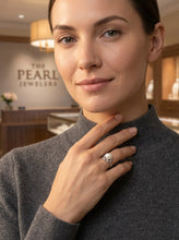 Load image into Gallery viewer, Solid Sterling Silver .925 Flower-Design White Freshwater Pearl Solitaire Ring