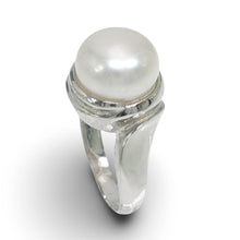Load image into Gallery viewer, Solid Sterling Silver .925 White 9–10 mm Freshwater Pearl Solitaire Ring